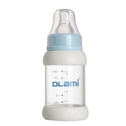 供应DLM A08防胀气玻璃奶瓶 防摔玻璃奶瓶 耐高温玻璃奶瓶